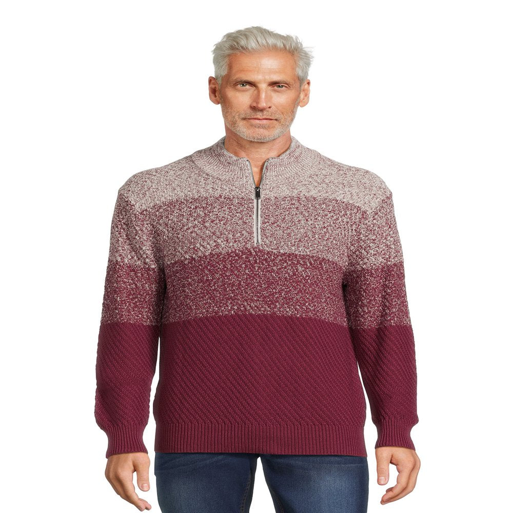 Tribekka 44 Men's Gradient Mock Neck Quarter Zip Sweater with Long Sleeves, Sizes S-2XL