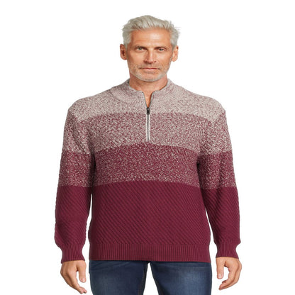 Tribekka 44 Men's Gradient Mock Neck Quarter Zip Sweater with Long Sleeves, Sizes S-2XL