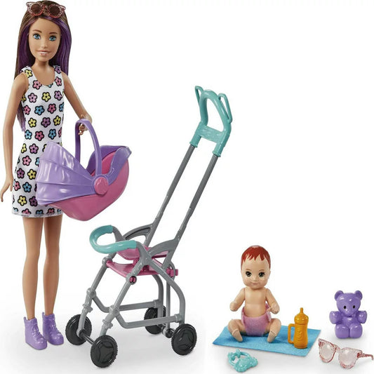 Barbie Skipper Babysitters Inc. Stroller Playset with Skipper & Baby Dolls, Plus 5 Accessories (Assembled Product Height: 12 in)