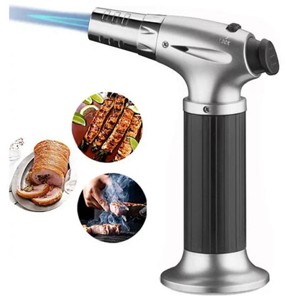 Culinary Butane Torch Blow Torch Lighter,Refillable Cooking Kitchen Torch with Safety Lock Adjustable Flame for BBQ,Creme Brulee,Baking,Cooking,Crafts,Cigar (Butane Gas not Included)