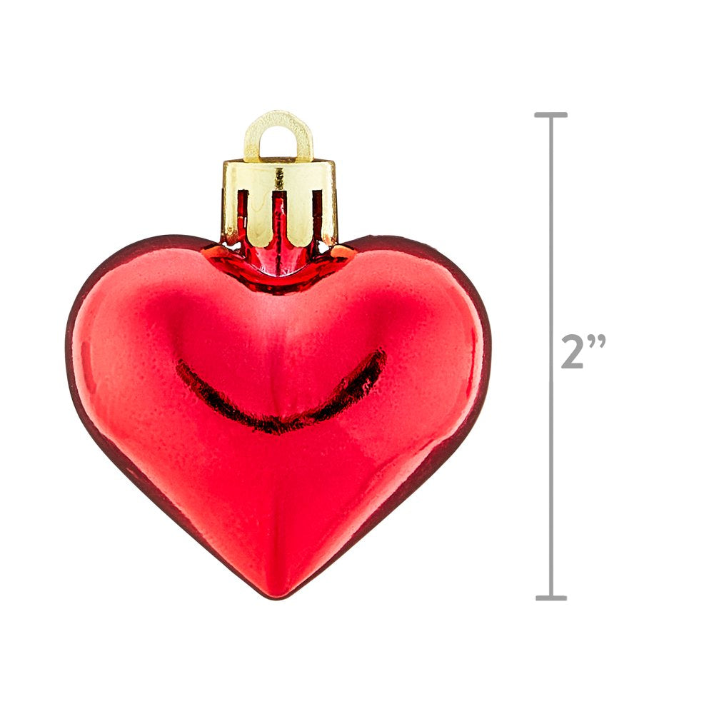 Valentine's Day Red & Pink Heart Filler Decorative Ornaments, 4.1 in, 12 Count, by Way To Celebrate