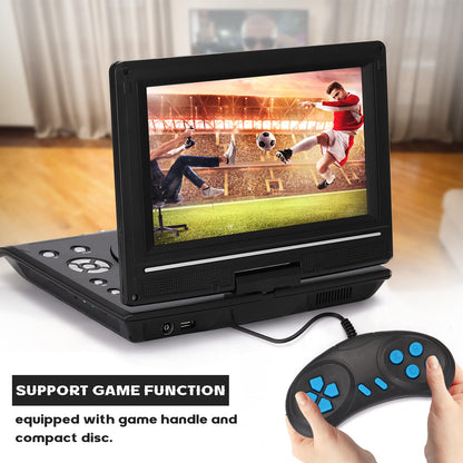 iFanze 9.8" Portable DVD Player with 8.5" HD Swivel Screen, Rechargeable Personal DVD Player with Remote, Support FM Radio, Game Function, Black