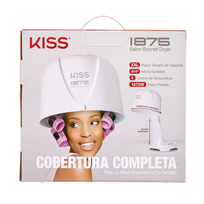 KISS USA Salon Professional Bonnet Ceramic Portable Hair Dryer, 1875 Watts, White