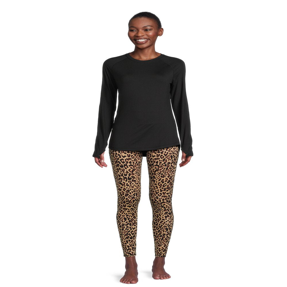 ClimateRight by Cuddl Duds Women's Base Layer Jersey Thermal Top and Leggings Set, 2-Piece, Sizes XS-XXL