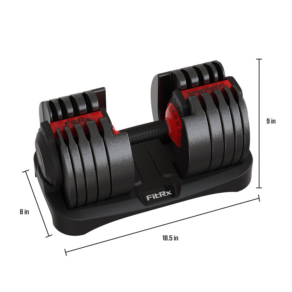 FitRx SmartBell XL, 10-90 lbs. Quick-Select Adjustable Dumbbell, Black, Single