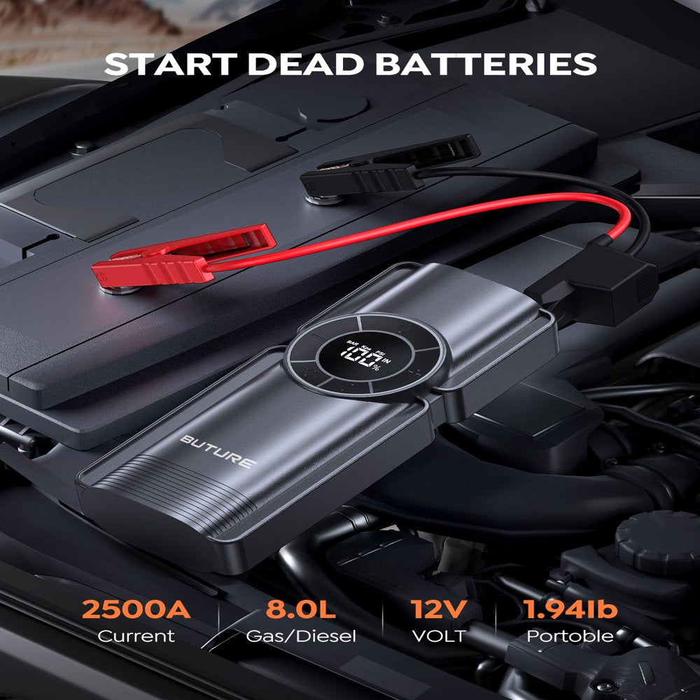 Car Jump Starter With Air Compressor Power Bank 20000mAh 2500A 12V Digital Tire Inflator Buture