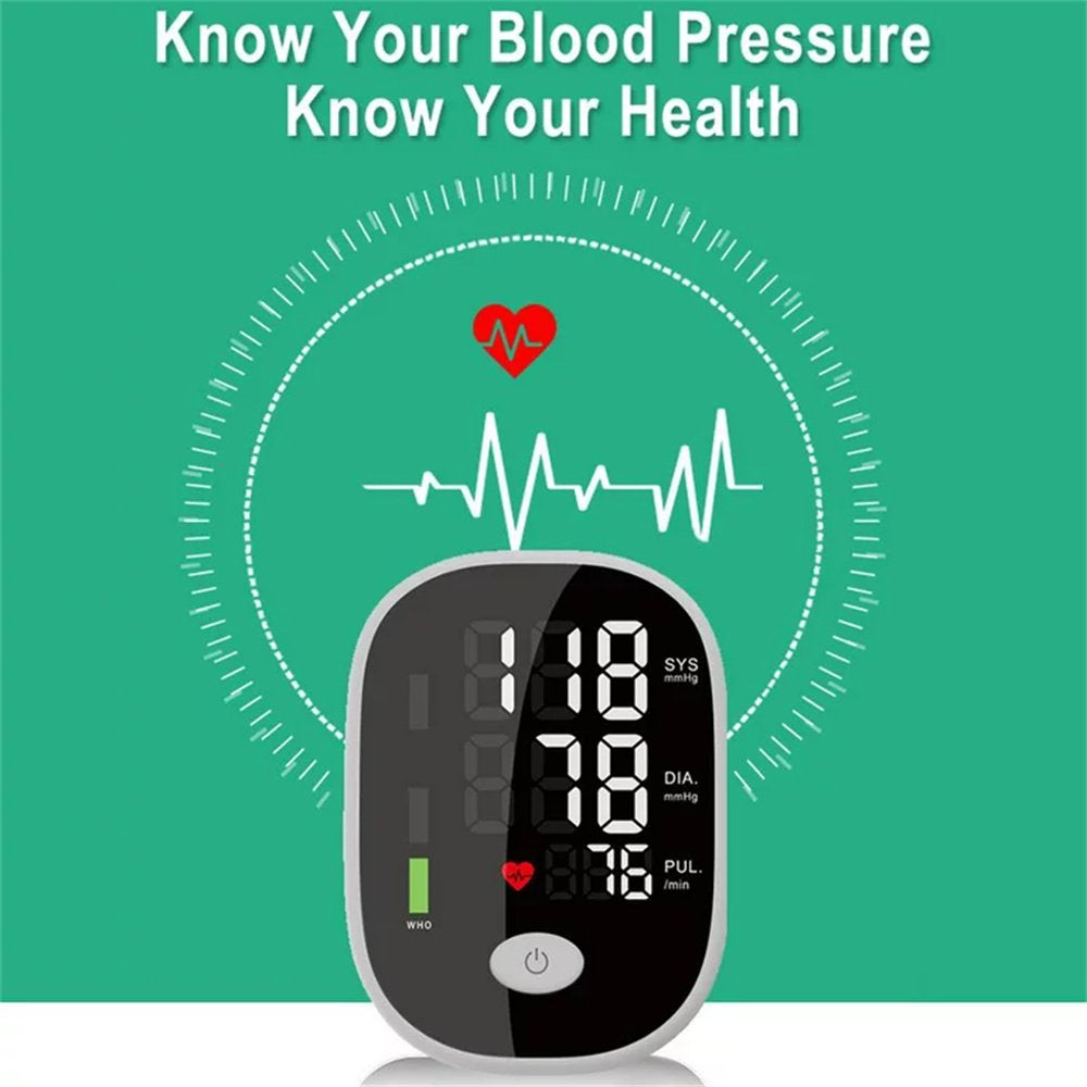 Blood Pressure Monitor, Automatic Upper Arm Blood Pressure Monitor, Accurate BP Machine with Large LCD Display & Voice Broadcast, Batteries Hypertension Detector