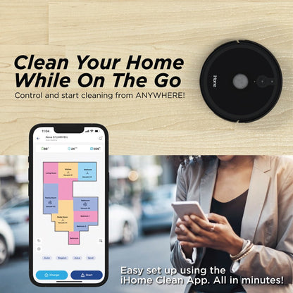 iHome AutoVac Nova S1 Robot Vacuum with LIDAR Navigation, 150 Min Runtime, 2700pa Suction