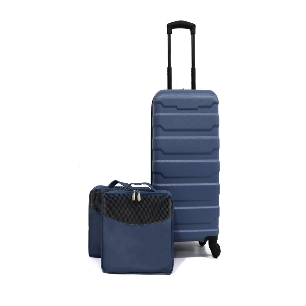 Protege 1 Piece 20" Hard Side Carry-on ABS Luggage with 2 Packing Cubes  Blue