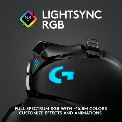 Logitech G502 LIGHTSPEED Wireless Gaming Mouse, HERO 25K Sensor, 25,600 DPI, RGB, Adjustable Weights, 11 Programmable Buttons, Long Battery Life, On-Board Memory, PC / Mac