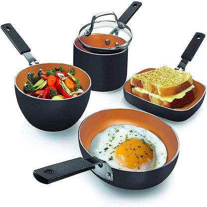 5Pcs Mini Gotham Steel Stackable Pots and Pans Set, Nonstick Cookware Set