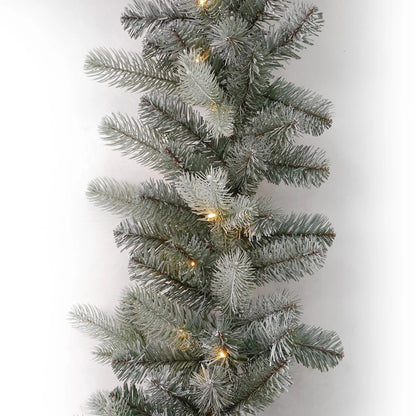 Blue Spruce 9ft Christmas Garland Prelit with 50 Warm White LED Lights and Battery Operated - by Seasonal LLC