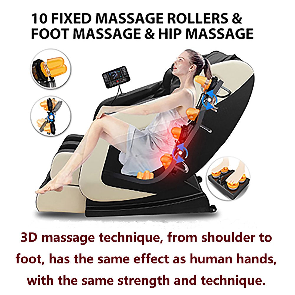 Relax Rejuvenate Zero Gravity Massage Chair Full Body Recliner Air Pressure, Bluetooth, Heat, and Foot massage Black