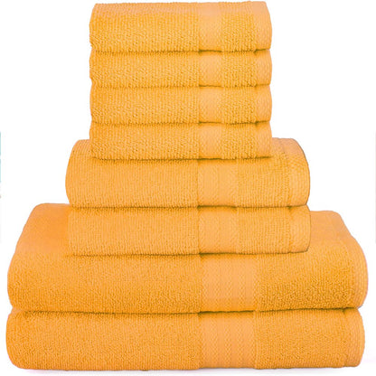 GLAMBURG Ultra Soft 8-Piece Towel Set - 100% Pure Ringspun Cotton, Contains 2 Oversized Bath Towels 27x54, 2 Hand Towels 16x28, 4 Wash Cloths 13x13 - Ideal for Everyday use, Hotel & Spa - Black