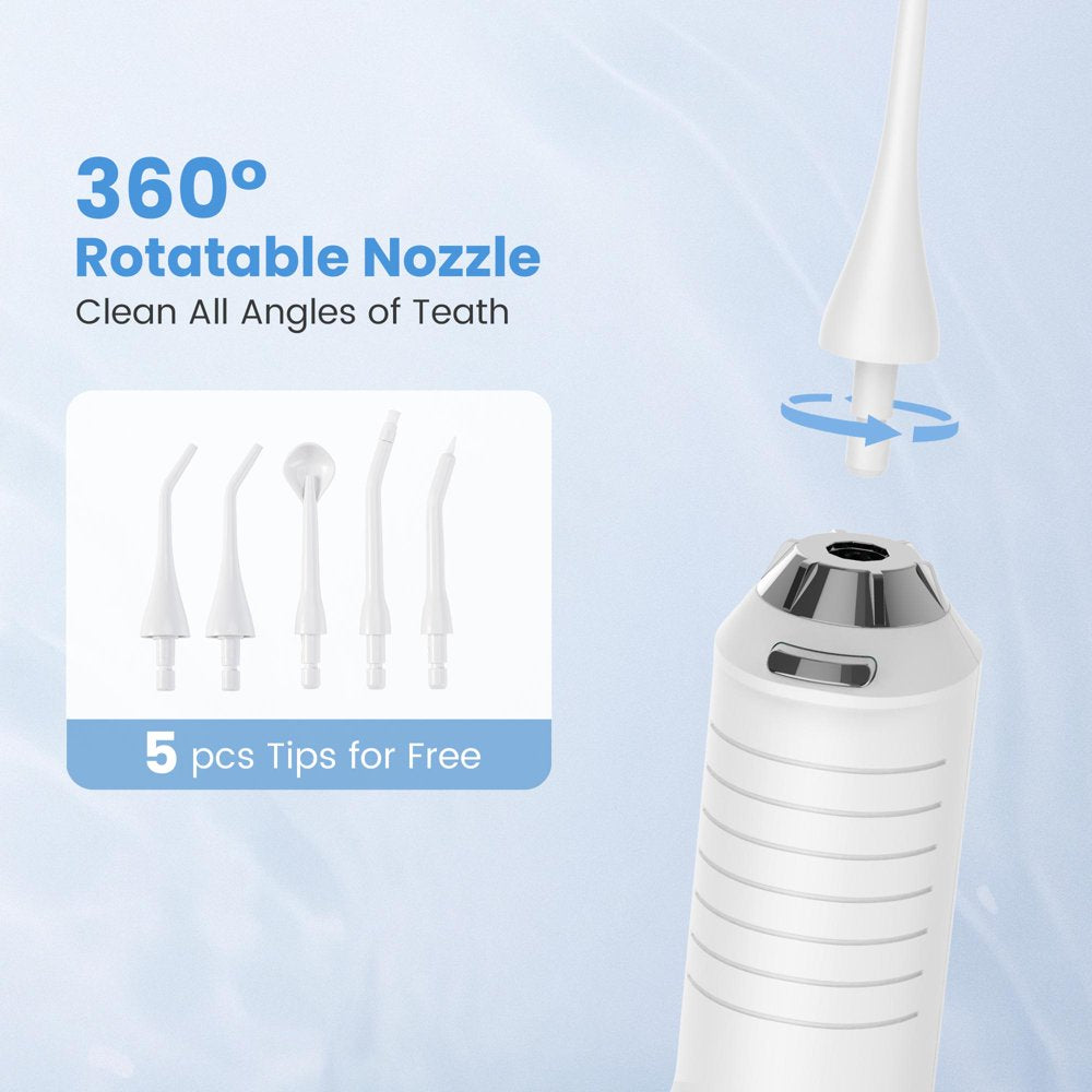 Sejoy Cordless Water Flosser Dental Teeth Cleaner, Professional 270ML Tank USB Rechargeable Dental Oral Irrigator for Home and Travel, 5 Modes 5 Jet Tips, IPX7 Waterproof, Easy-to-Clean,White