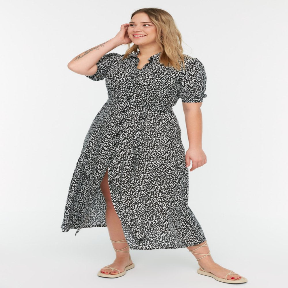  Womens plus Size Maxi Basic Relaxed Fit Woven plus Size Dress