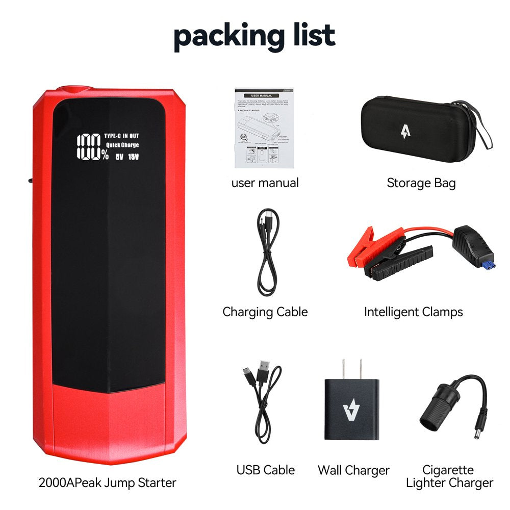 Andeman Jump Starter, Car Auto Battery Jump Starter Portable 2000A Charger 20000mAh Ep155