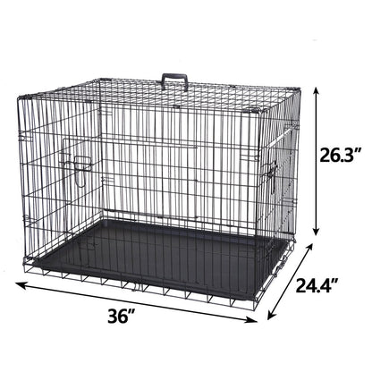 HomGarden 36 Foldable Dog Crate Steel Pet Kennel Double Door Medium Dog Cage