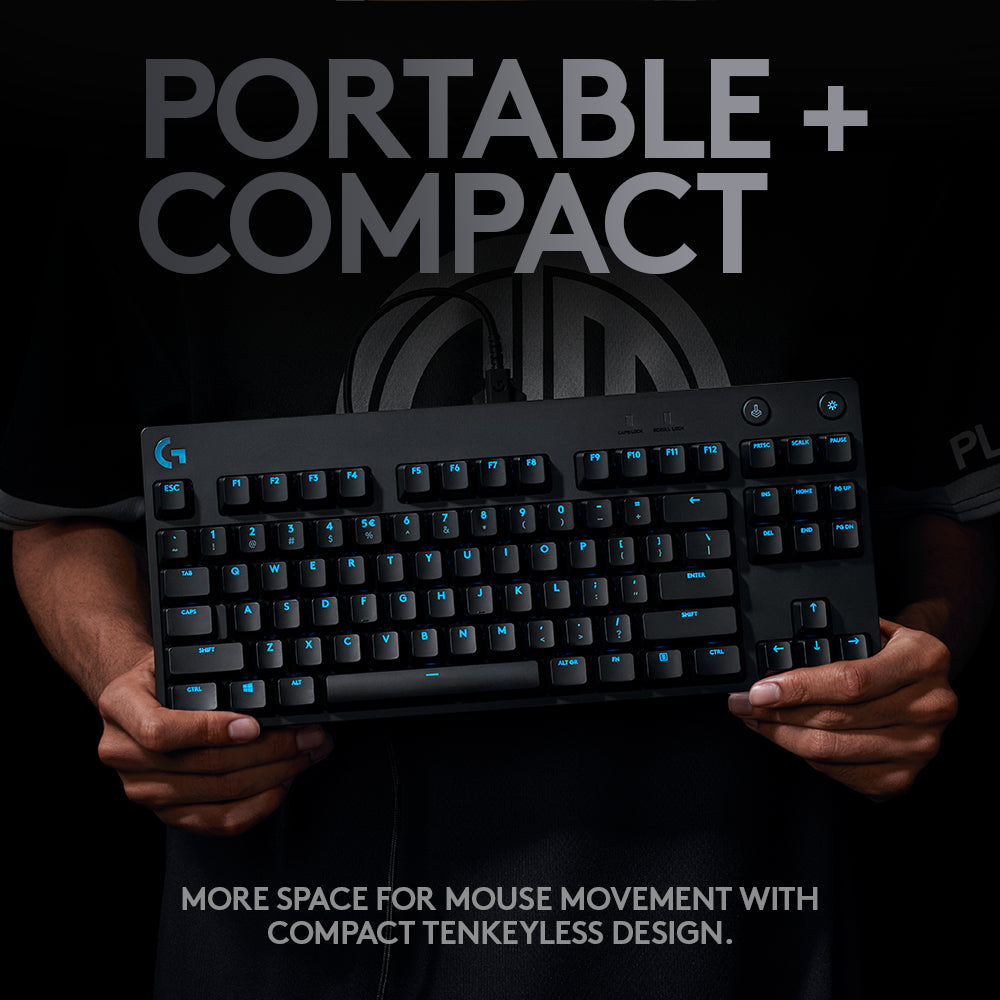 Logitech G PRO Mechanical Gaming Keyboard, Ultra Portable Tenkeyless Design, Detachable Micro USB Cable, 16.8 Million Color LIGHTSYNC RGB Backlit Keys