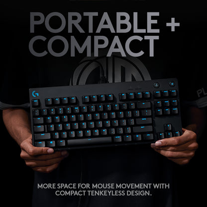 Logitech G PRO Mechanical Gaming Keyboard, Ultra Portable Tenkeyless Design, Detachable Micro USB Cable, 16.8 Million Color LIGHTSYNC RGB Backlit Keys