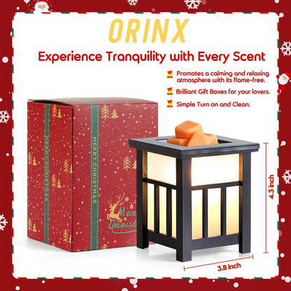 Wood Wax Melt Warmer, Ornix Electric Wax Warmer for Scented Wax, Oil Burner Wax Melt Night Light for Gift, Home, Spa, Office