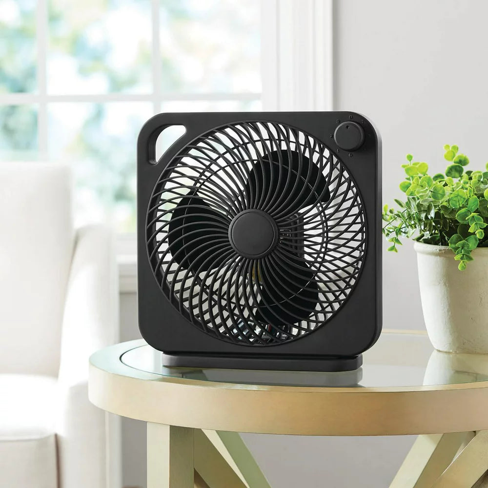 Mainstays 9 Inch Personal Box Fan with 3 Speeds Teal