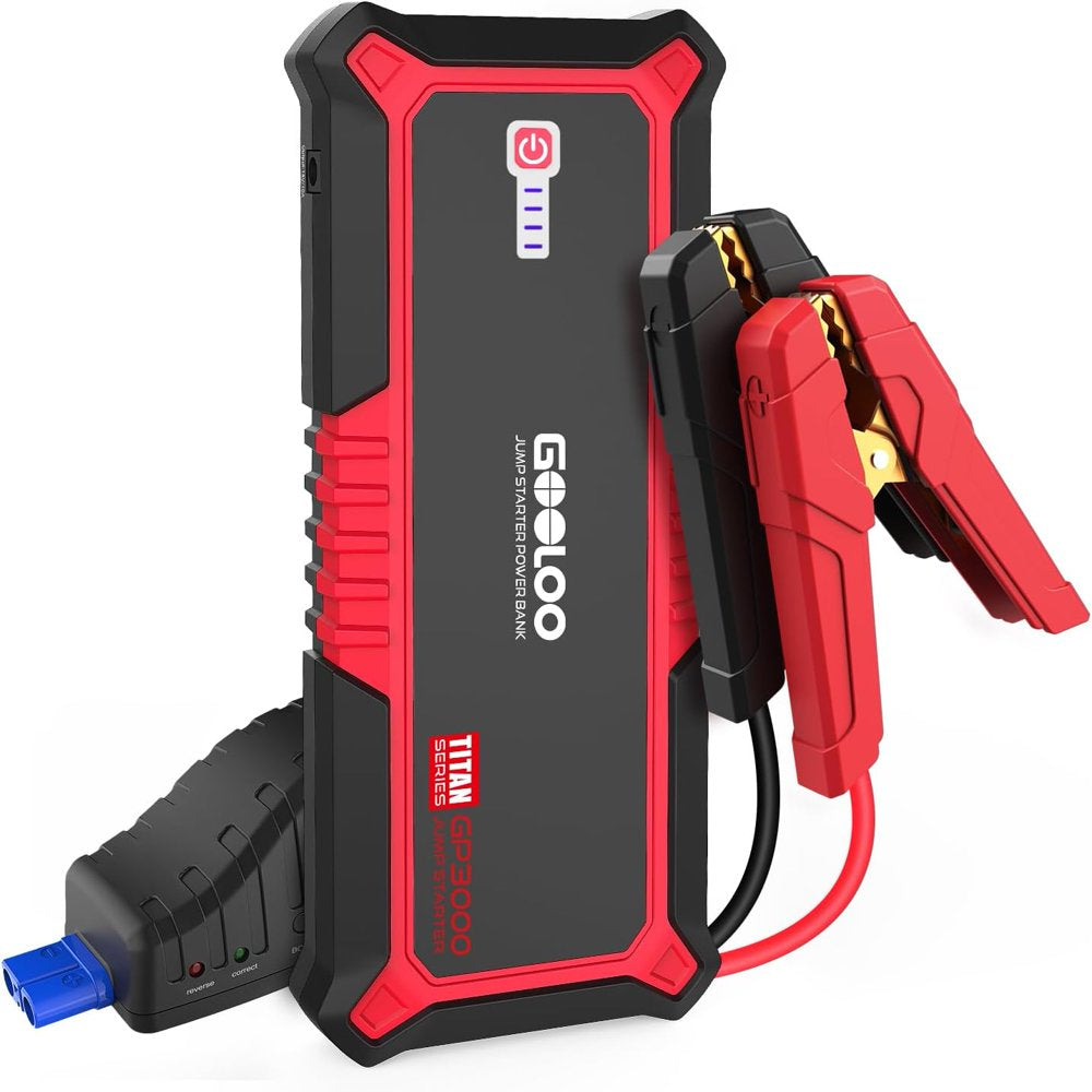 GOOLOO Jump Starter,3000A Peak 12V Car Jumper Pack(Up to 9L Gas and 7L Diesel Engine),SuperSafe Portable Lithium Battery Jump Starter Battery Booster Car Starter with USB Quick Charger