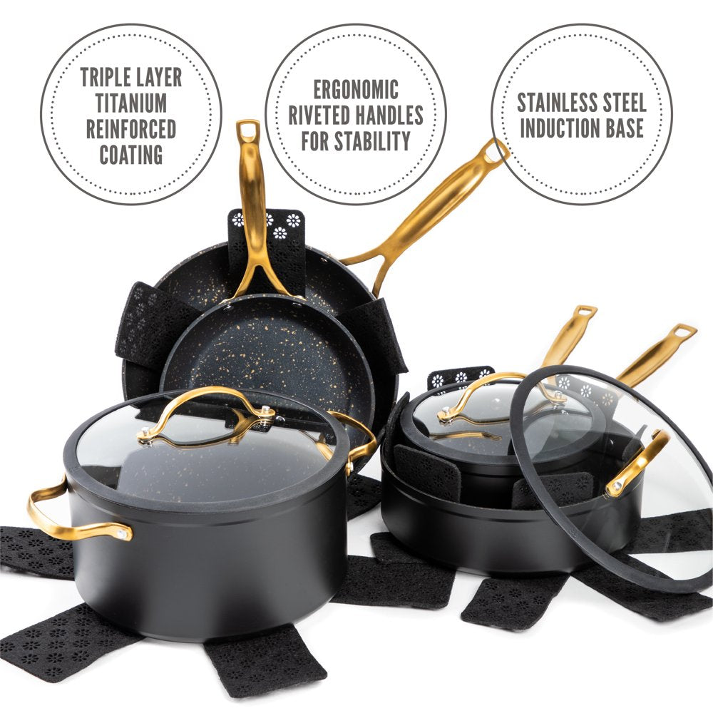 Thyme & Table Nonstick 12-Piece Cookware Set, Gold