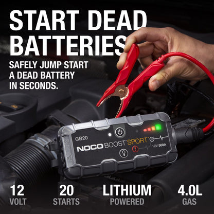 NOCO Boost Sport GB20 500A 12V UltraSafe Portable Lithium Jump Starter