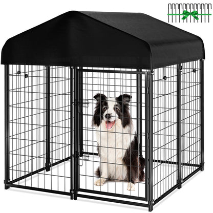 PawGiant Large Outdoor Dog Kennel, 4ft x 4.2ft x 4.5ft Fence with UV-Resistant Oxford Cloth Roof & Secure