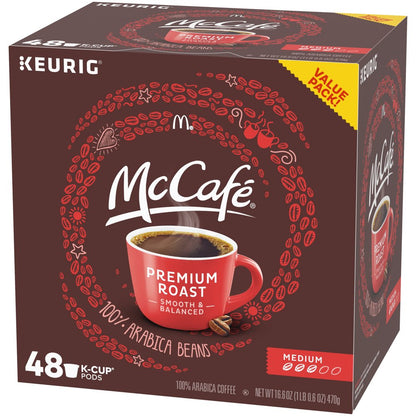 (2 pack) McCafe Premium Roast Medium Coffee K-Cup Pods, Caffeinated, 48 ct - 16.6 oz Box