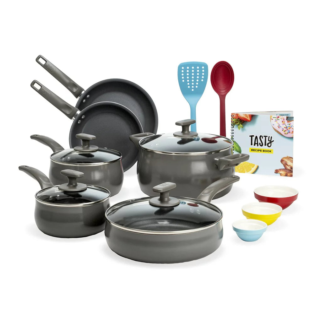 Tasty Ceramic Titanium-Reinforced Non-Stick Cookware Set, Multicolor, 16 Piece