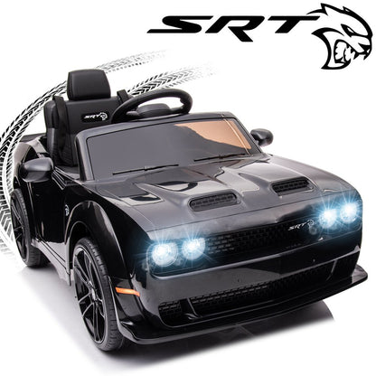 Dodge Challenger 12 V Powered Ride on Car with Remote Control, SRT Hellcat Toys for Kids, Black