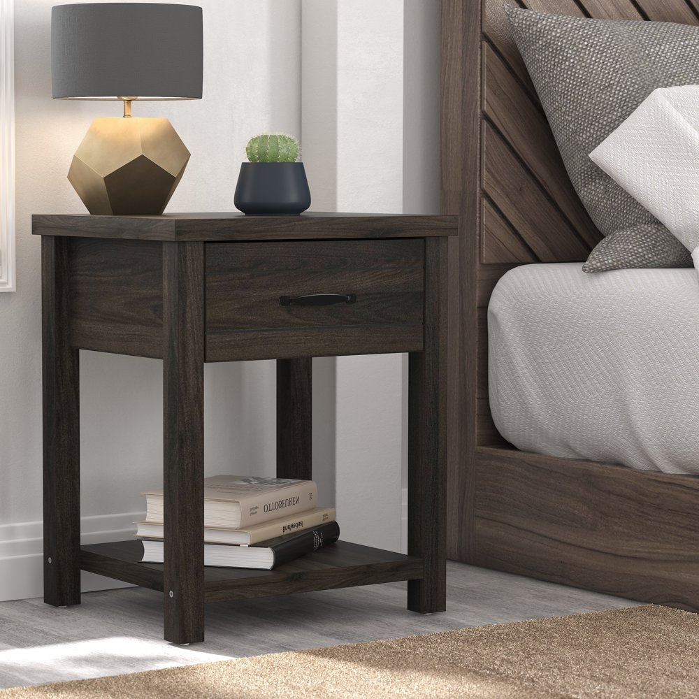 Hillsdale Lancaster Farmhouse 1 Drawer Nightstand, Set of 2, Dark Espresso