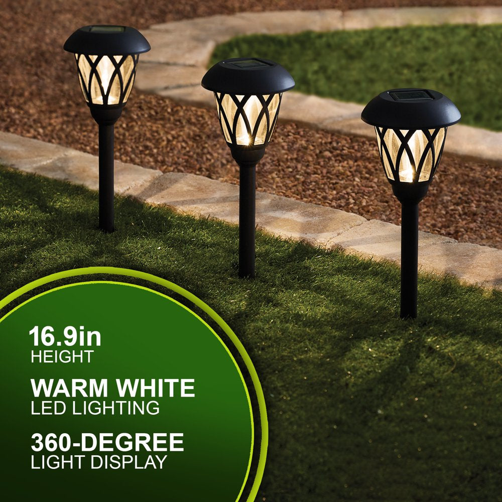 Mainstays Solar Powered Black Lattice LED Landscape Pathway Light with Glass Lens, 8 Lumens