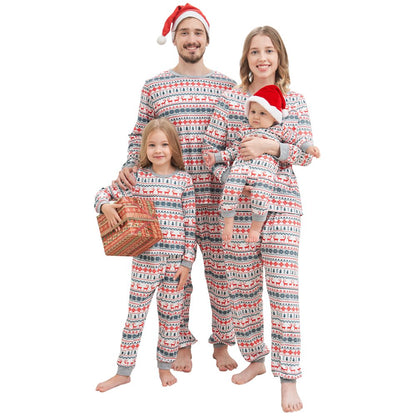 Baozhu Family Matching Christmas Deer Printing Family Fitted Cotton Soft Two-piece Pajamas Sets Outfits, Unisex