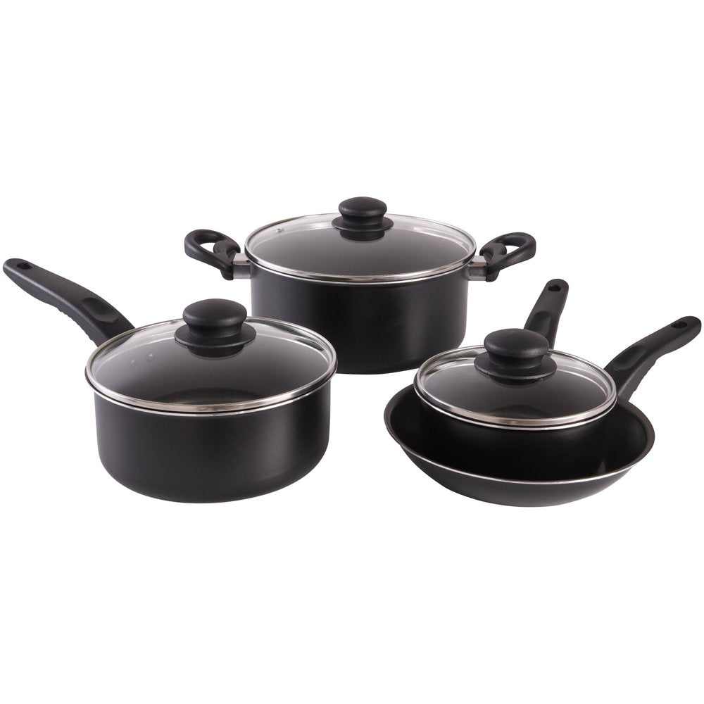 Mainstays 7 Piece Nonstick Cookware Set, Black