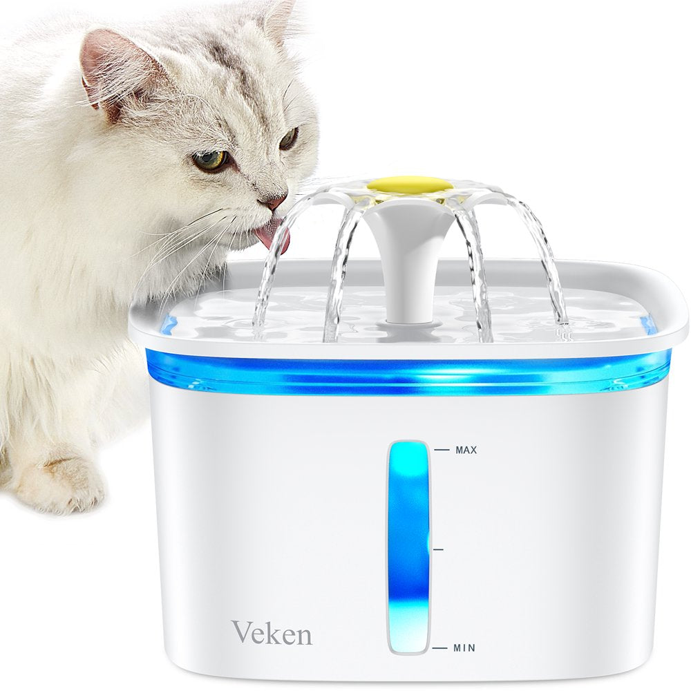Veken 95Oz/2.8L Pet Fountain, Cat Dog Water Fountain Dispenser with Smart Pump,Blue
