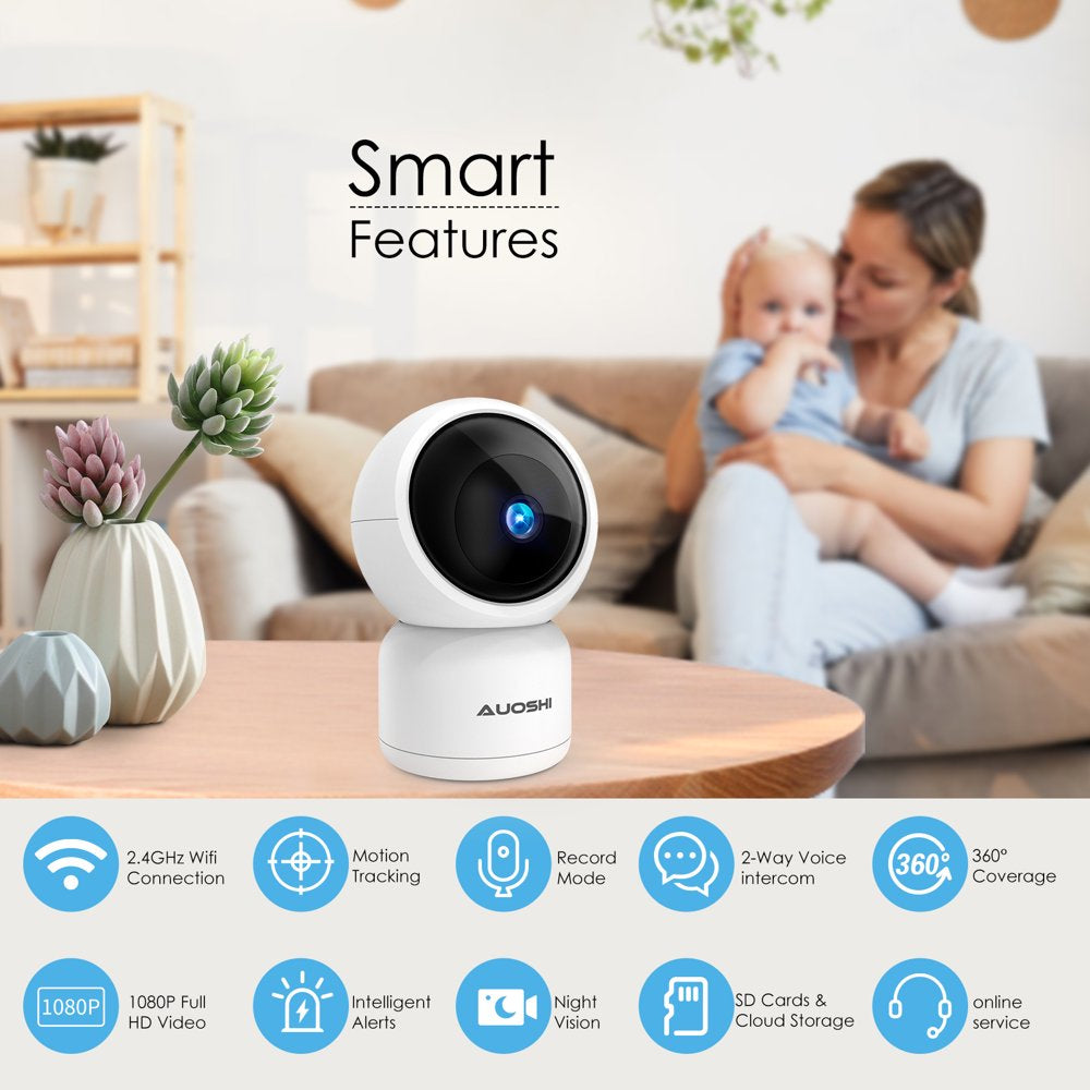 Video Baby Monitor with Camera and Audio, 1080P Wifi Security Indoor Camera with Night Vision