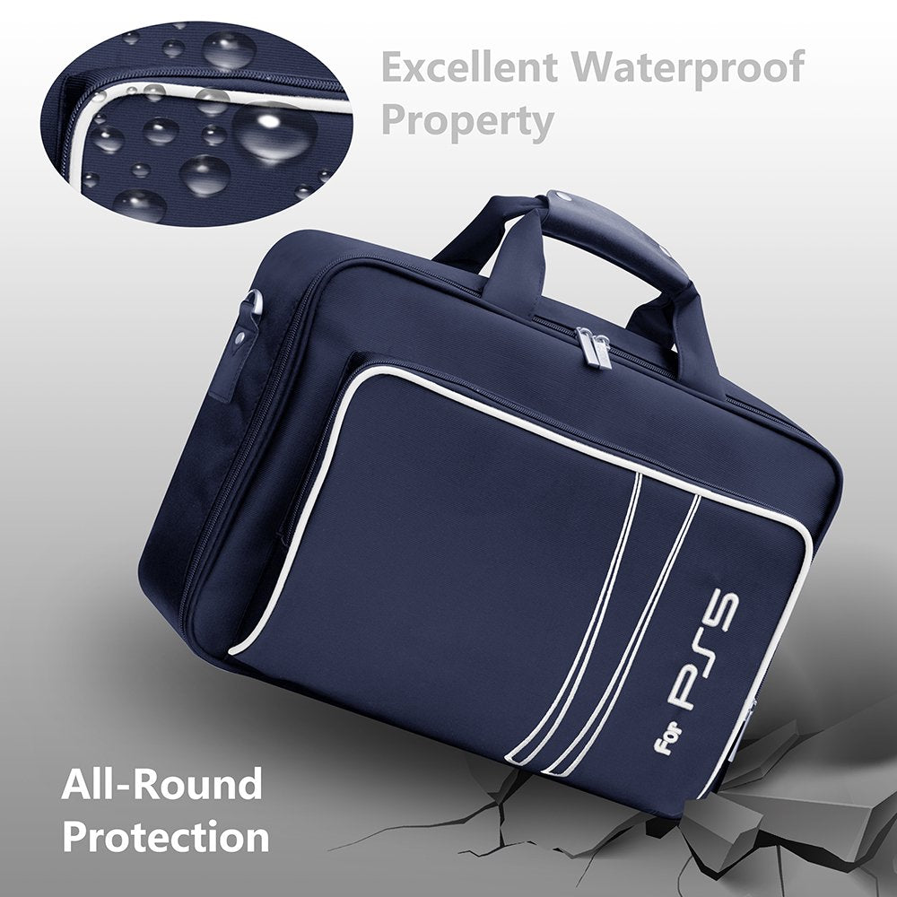  Carrying Case for PS5, Bag for PS5,Bag for PS5 Accessories,Included Gamepad Controller Protective Box (Black-White)