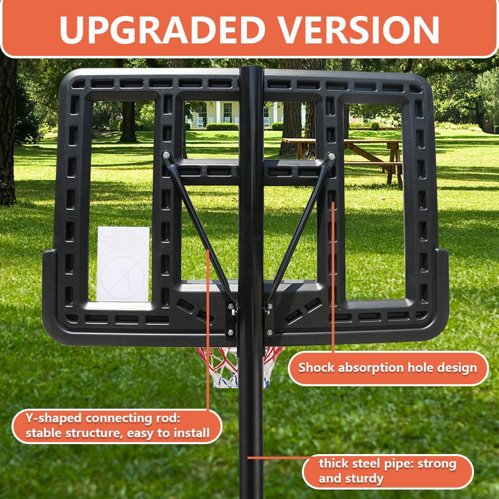 44 Inch Outdoor Basketball Hoop Stand for Adults, SEGMART 4.9FT-10FT Height Adjustable Portable