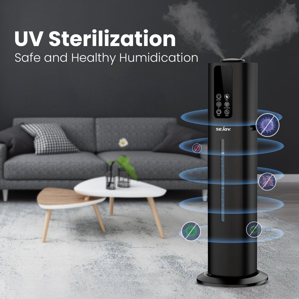 Sejoy Humidifiers for Large Rooms, 8L/2.11Gal Top Fill Ultrasonic Floor Humidifiers for Bedroom, Remote Control, Humidity Setting, Quiet, Aroma Box