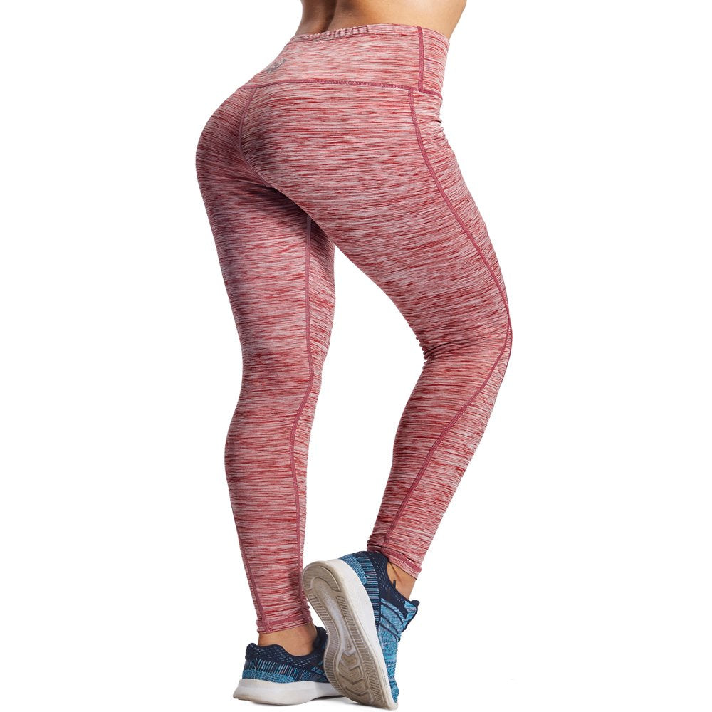 NELEUS Womens Yoga Running Leggings with Pocket Tummy Control High Waist,Black+Red,US Size S