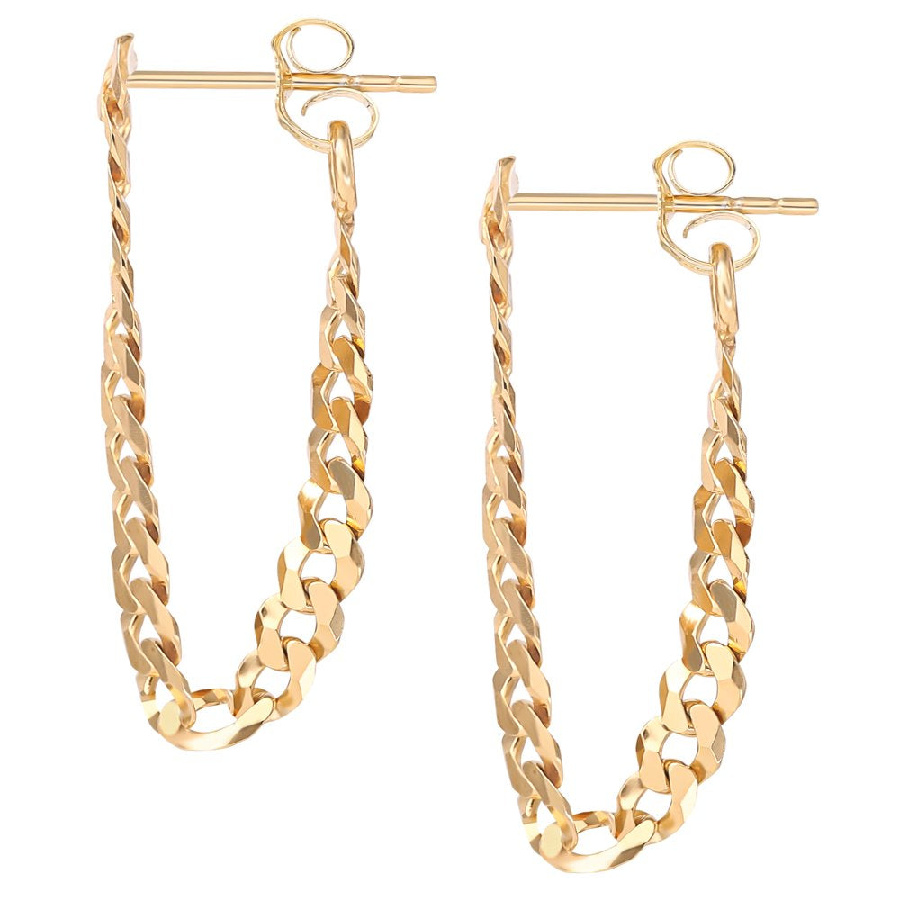  Women’s Gold Plated Sterling Silver Curb Chain Earrings