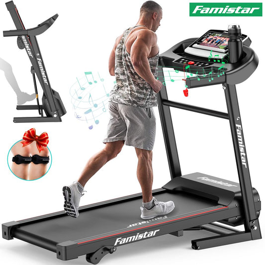 Holiday Clearance Folding Incline Treadmill for Home with Smart LCD Display, 220Lbs, 12 Programs 3 Modes, MP3 Music Speaker, 2.5HP Electric Foldable Treadmill Running Machine, Knee Strap Gift
