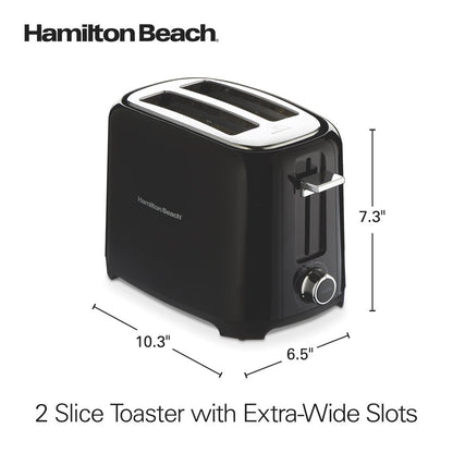 Hamilton Beach 2 Slice Toaster, Extra-Wide Slots, Chrome-Plated Lever, Black, 22217