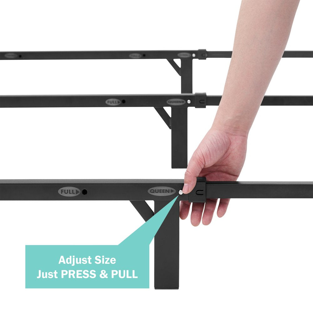 Mainstays 7" Adjustable Metal Bed Frame, Black, Adjusts Twin - Queen, Box Spring Required