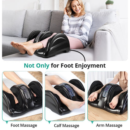 Binecer Foot Massager Machine with Heat, Shiatsu Foot Massager for Circulation and Pain Relief, 5-in-1 Deep Kneading Rolling Scraping Massage for Calf Leg Arm, Remote Control