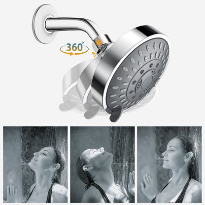 Hopopro Showerhead High Pressure Chrome Shower Head 5 Settings Fixed Showerheads for Bathroom