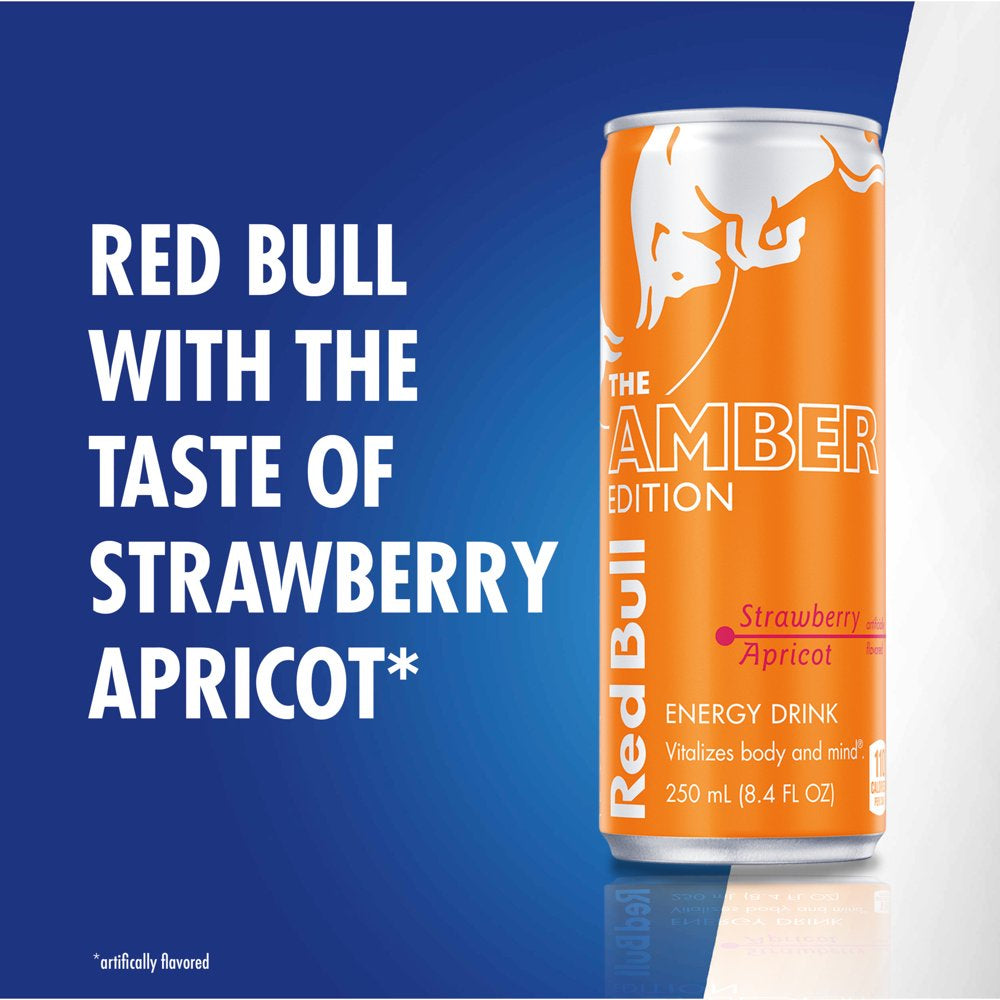 Red Bull Amber Edition Strawberry Apricot Energy Drink, 8.4 fl oz, 6 Packs of 4 Cans